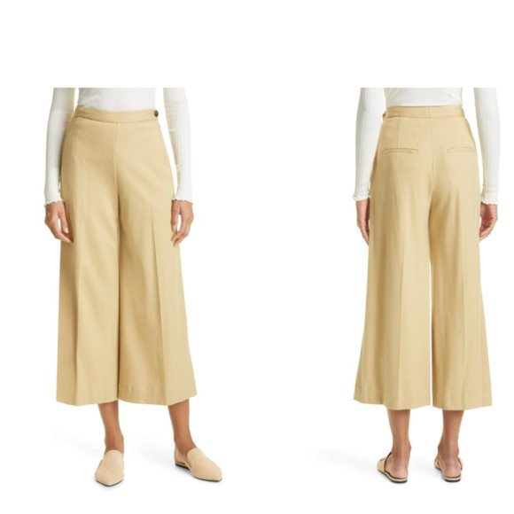 New S 2 VINCE Wool Wide Leg Cullotes Trousers Pants Beige Ginger Elegant - Picture 4 of 10